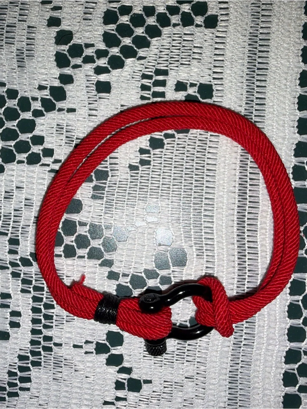 Elegant Red Rope Bracelet with Black Metal Clasp (8 1/2 inches)